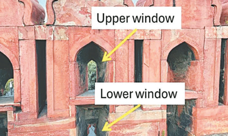 Black crusts seen on the upper and lower windows of the fort.&mdash;Courtesy BBC News