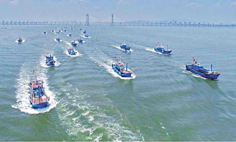 Fishing vessels of a Chinese company leaving the Gwadar port in Balochistan | Fishermen Cooperatives Society