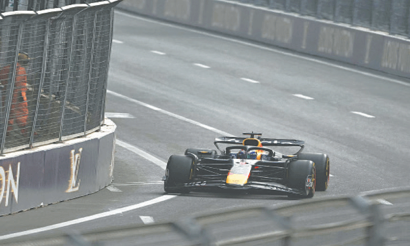 RED Bull Racing’s Dutch driver Max Verstappen competes during a qualifying session of the Formula One Azerbaijan Grand Prix at the Baku City Circuit on Saturday.—AFP RED Bull Racing’s Dutch driver Max Verstappen competes during a qualifying session of the Formula One Azerbaijan Grand Prix at the Baku City Circuit on Saturday.—AFP