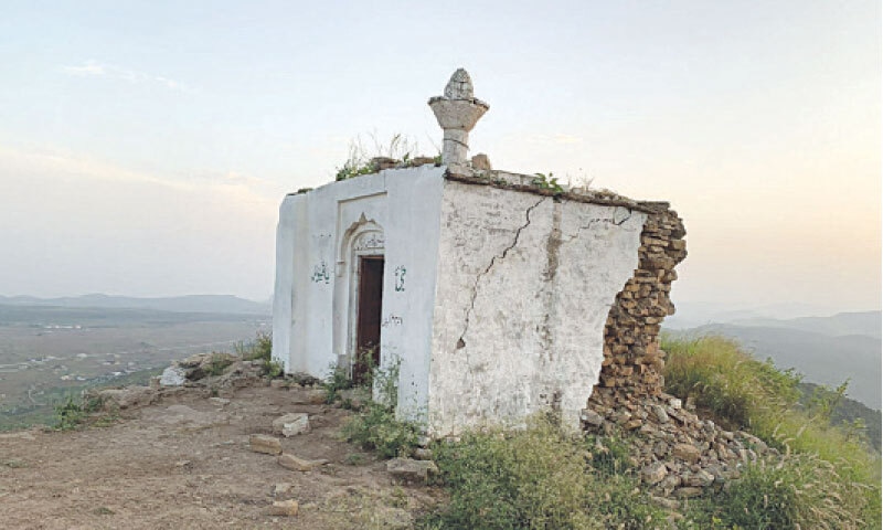 The unprecedented July rain damaged the wall of a mosque built on the peak.