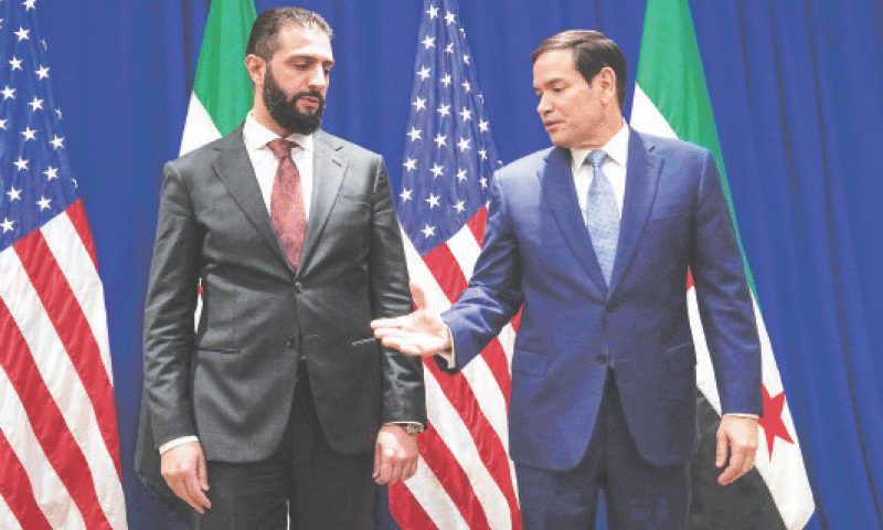 US Secretary of State Marco Rubio meets Syrian President Ahmed al-Sharaa on sidelines of the UN General Assembly meeting.&mdash;AFP