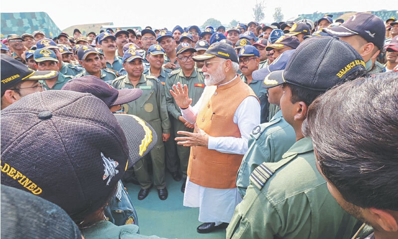  India’s Prime Minister Narendra Modi pictured during a visit to Adampur Air Base in Jalandhar on May 13, 2025: it was clear from Modi’s speech to the Indian people in the aftermath of the war that India’s ‘Operation Sindoor’ hasn’t ended — it has been paused | Indian Prime Minister’s Office 