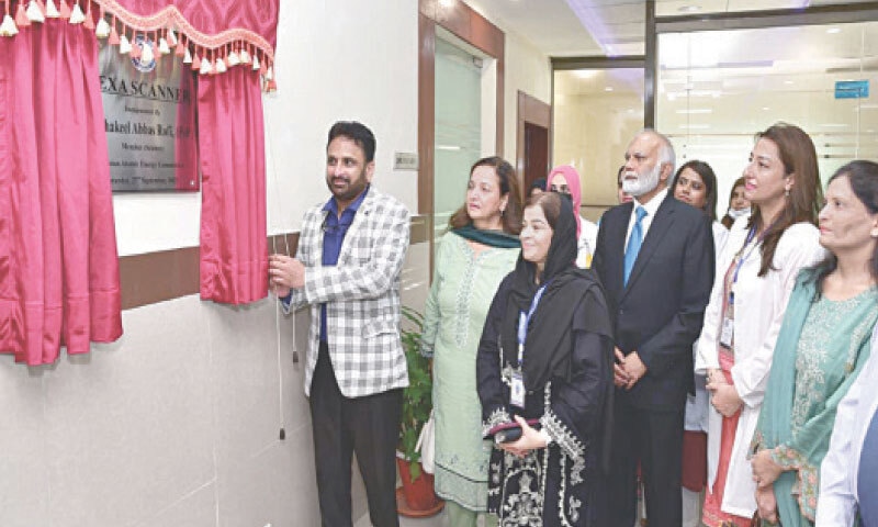 PAEC Member (Science) Dr Shakeel Abbas Rofi inaugurates new Dexa scan machine at the Nuclear Medicine, Oncology and Radiotherapy Institute in Islamabad on Saturday. The institute&rsquo;s director and chief oncologist, Dr Humera Mahmood, and former director Dr Mohammad Faheem and other guests participated in the ceremony. &mdash; White Star