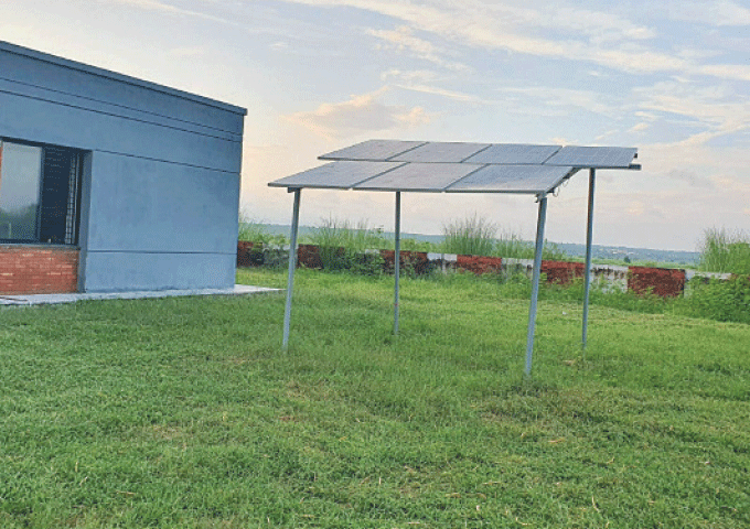 A solar panel installed at Maryam Nawaz Sharif Clinic Jandala.