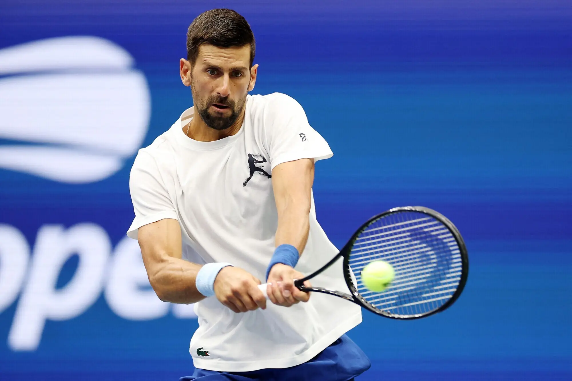 Novak Djokovic of Serbia returns a ball during a practice session ahead of the 2025 US Open at USTA Billie Jean King National Tennis Center on August 21, 2025 in the Queens borough of New York City. &mdash; AFP/File