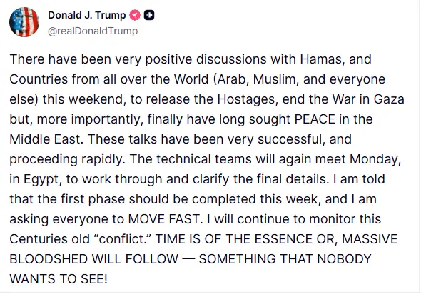 Screengrab via Truth Social/@realDonaldTrump