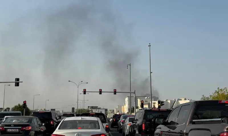 Smoke rises after several blasts were heard in Doha, Qatar, on September 9, 2025. — Reuters