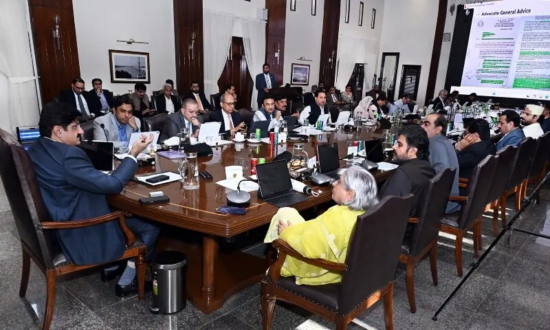A meeting of the Sindh Cabinet at the Chief Minister House, Karachi, Oct 6. &mdash; Sindh Chief Minister House X
