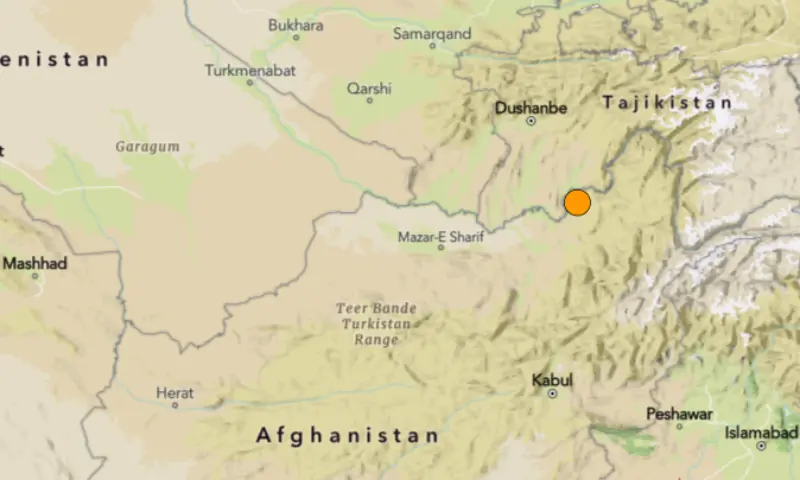 The centre of origin of a 5.2-magnitude earthquake recorded in Afghanistan on Oct 7, 2025. &mdash; screengrab via USGS