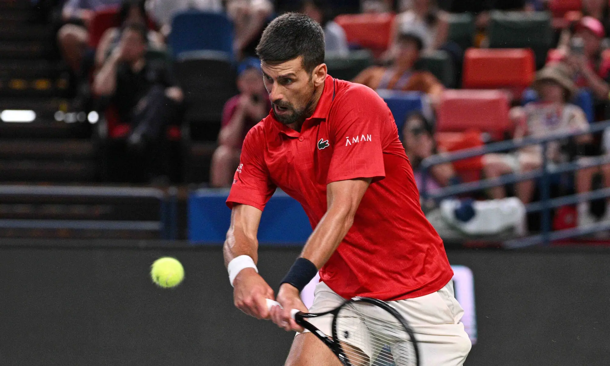 Serbia’s Novak Djokovic hits a return to Spain’s Jaume Munar during their men’s singles match at the Shanghai Masters tennis tournament in Shanghai on October 7. — AFP Serbia’s Novak Djokovic hits a return to Spain’s Jaume Munar during their men’s singles match at the Shanghai Masters tennis tournament in Shanghai on October 7. — AFP