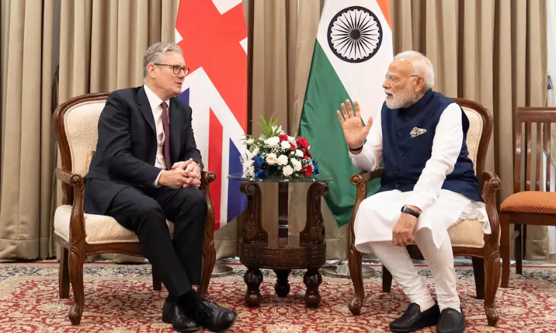 British Prime Minister Sir Keir Starmer and Indian Prime minister Narendra Modi hold a bilateral meeting at Raj Bhavan, in Mumbai, India, on October 9. &mdash; Reuters