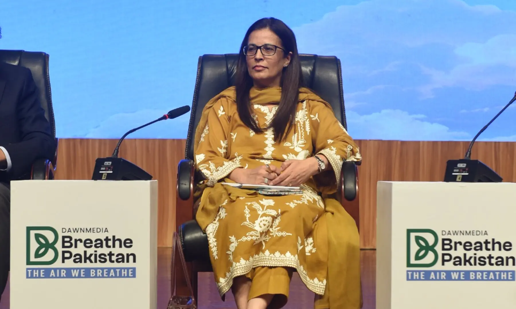SC’s Justice Ayesha Malik is seated during a panel discussion. — Murtaza Ali / White Star