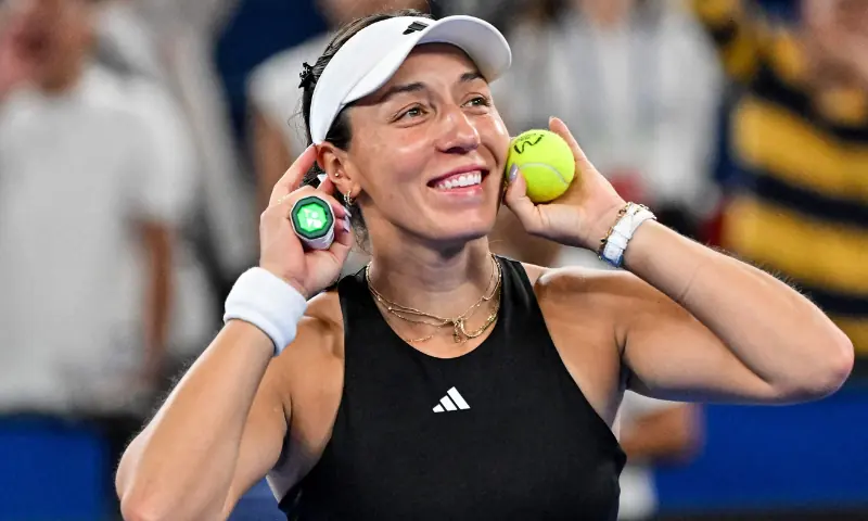 USA&rsquo; Jessica Pegula celebrates her victory against Belarus&rsquo;s Aryna Sabalenka at the end of their women&rsquo;s singles semi-final match during the Wuhan Open tennis tournament in Wuhan, central China&rsquo;s Hubei province on October 11, 2025. &mdash; AFP