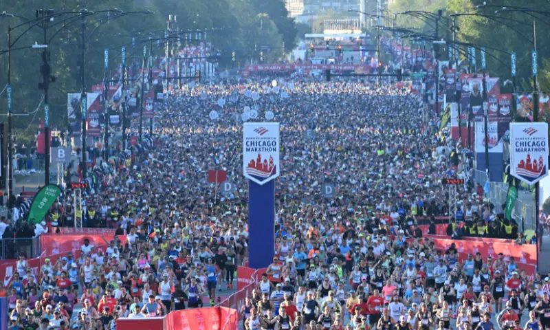 A general view of runners in the Chicago Marathon at Grant Park on Oct 12, 2025 in Chicago, IL, USA. &mdash; Reuters