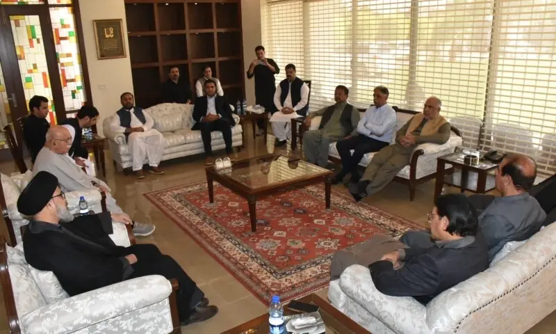 Leadership meeting of Tehreek-e-Tahaffuz-e-Aaeen Pakistan under the chairmanship of the head of its head, Mehmood Khan Achakzai. — Photo via X/ @AsadQaiserPTI Leadership meeting of Tehreek-e-Tahaffuz-e-Aaeen Pakistan under the chairmanship of the head of its head, Mehmood Khan Achakzai. — Photo via X/ @AsadQaiserPTI