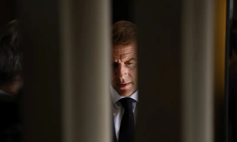French President Emmanuel Macron waits to meet Palestinian President Mahmoud Abbas before attending a world leaders’ summit on ending the Gaza conflict, in Sharm el-Sheikh, Egypt, Oct 13. — Reuters French President Emmanuel Macron waits to meet Palestinian President Mahmoud Abbas before attending a world leaders’ summit on ending the Gaza conflict, in Sharm el-Sheikh, Egypt, Oct 13. — Reuters