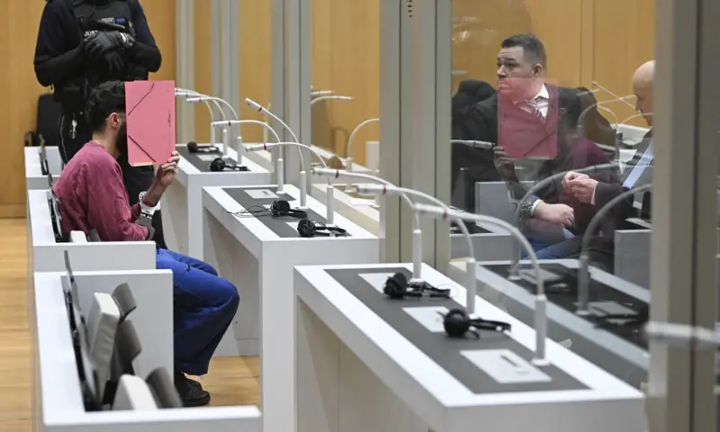 A defendant sits in the courtroom of the Higher Regional Court in Stuttgart-Stammheim, southern Germany, on February 13, 2025. &mdash; Reuters/File Photo