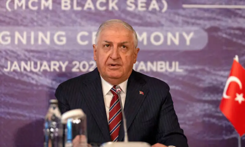 Turkish Defence Minister Yasar Guler attends a signing ceremony of a memorandum of understanding on establishing a mine countermeasures naval group in the Black Sea, in Istanbul, Turkey, on January 11, 2024. &mdash; Reuters/File