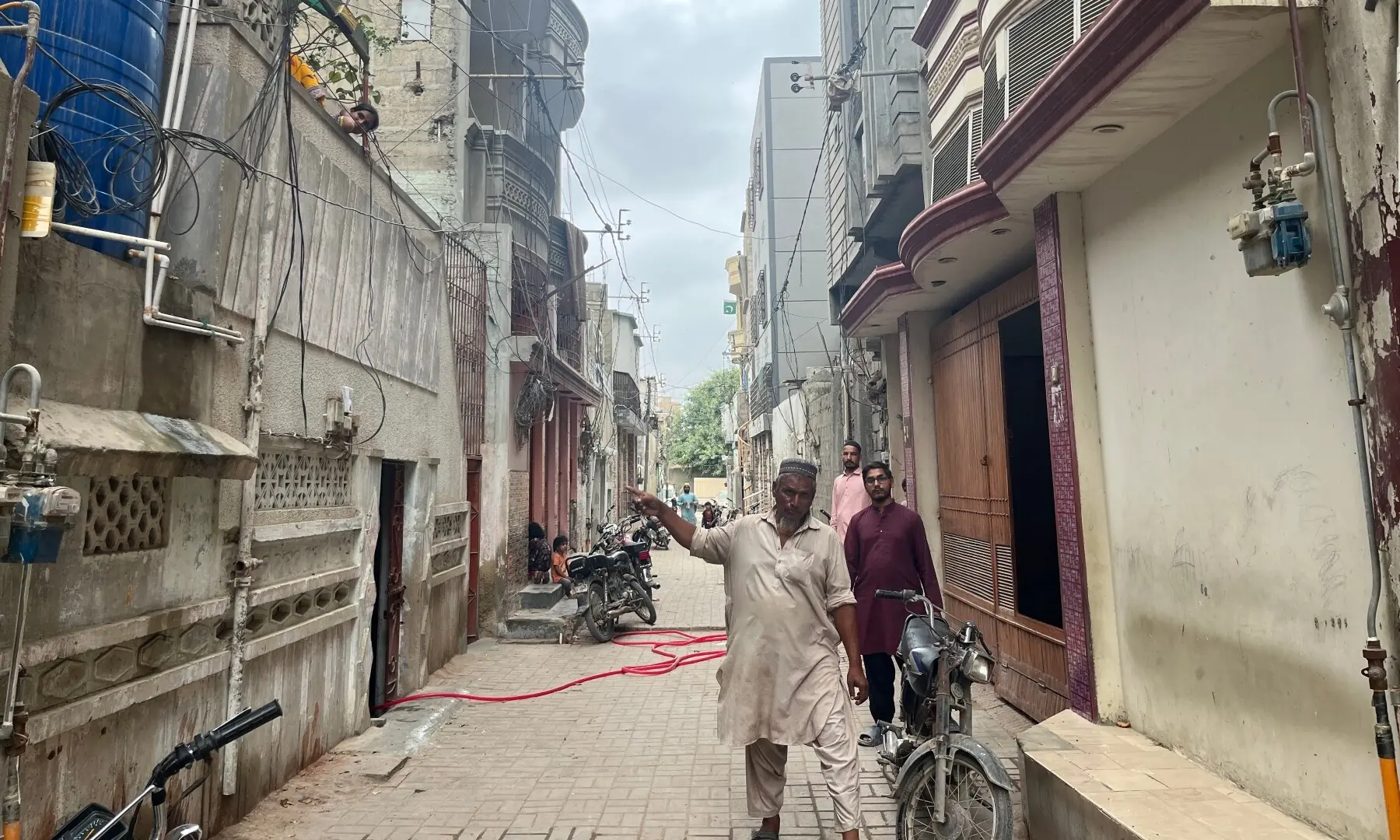 The entrance to Shakir’s house (left) and garage (right).