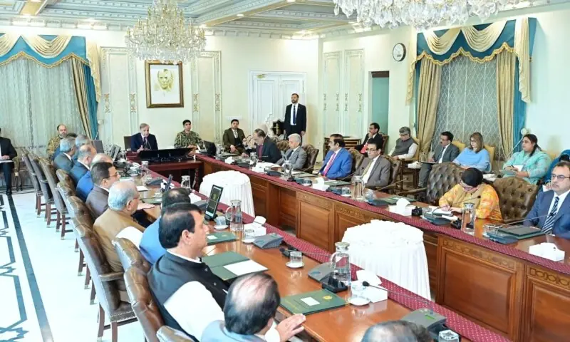 Prime Minister Shehbaz Sharif chairs a meeting of the federal cabinet on Thursday. &mdash; APP