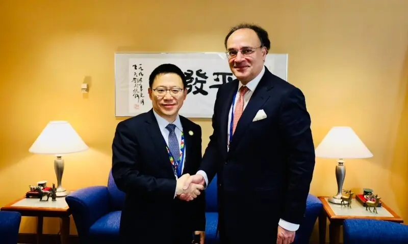 Finance Minister Muhammad Aurangzeb meets China Deputy Finance Minister Liao Min, in Washington DC. — X/@Financegovpk Finance Minister Muhammad Aurangzeb meets China Deputy Finance Minister Liao Min, in Washington DC. — X/@Financegovpk