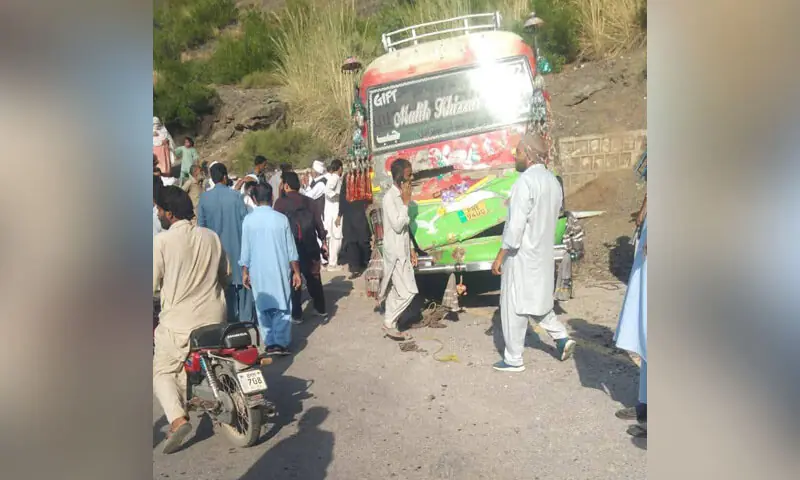 Photo of a bus after it collided with the mountainside on Jab road in Khyber Pakhtunkhwa&rsquo;s Haripur. &mdash; Photo courtesy Rescue 1122