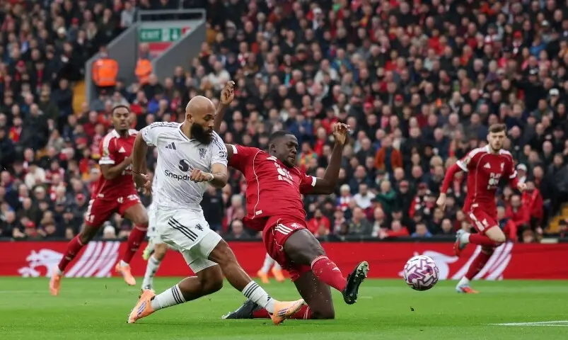 Manchester United’s Bryan Mbeumo scores their first goal in Anfield, Liverpool, Britain on October 19, 2025. — Reuters Manchester United’s Bryan Mbeumo scores their first goal in Anfield, Liverpool, Britain on October 19, 2025. — Reuters