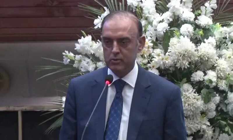 In this file photo from April 2025, State Bank of Pakistan chief Jameel Ahmad speaks at the Pakistan Stock Exchange. &mdash; DawnNewsTV/File