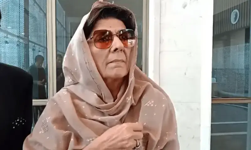 PTI Chairman Imran Khan&rsquo;s sister, Aleema Khan, speaks outside the Islamabad High Court (IHC) on October 27, 2024. &mdash; Screengrab via Mohammad Asghar/ File