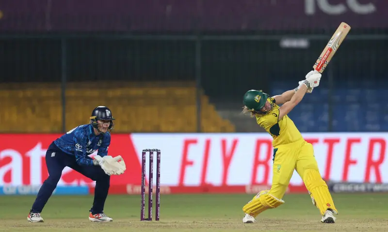 Australia&rsquo;s Annabel Sutherland in action at the ICC Women&rsquo;s World Cup match between England and Australia at the Holkar Cricket Stadium, Indore, India on October 22, 2025. &mdash; Reuters