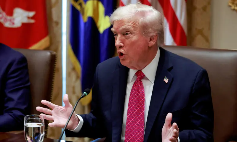 In this file photo, US President Donald Trump speaks as he meets with Ukraine&rsquo;s President Volodymyr Zelenskiy (not pictured) over lunch in the Cabinet Room at the White House in Washington, DC, US on October 17, 2025. &mdash; Reuters/File