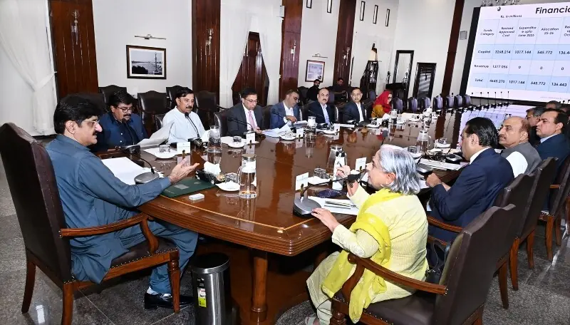 Sindh Chief Minister Murad Ali Shah during a meeting at CM House on October 23. — Photo via Sindh Chief Minister House/X Sindh Chief Minister Murad Ali Shah during a meeting at CM House on October 23. — Photo via Sindh Chief Minister House/X