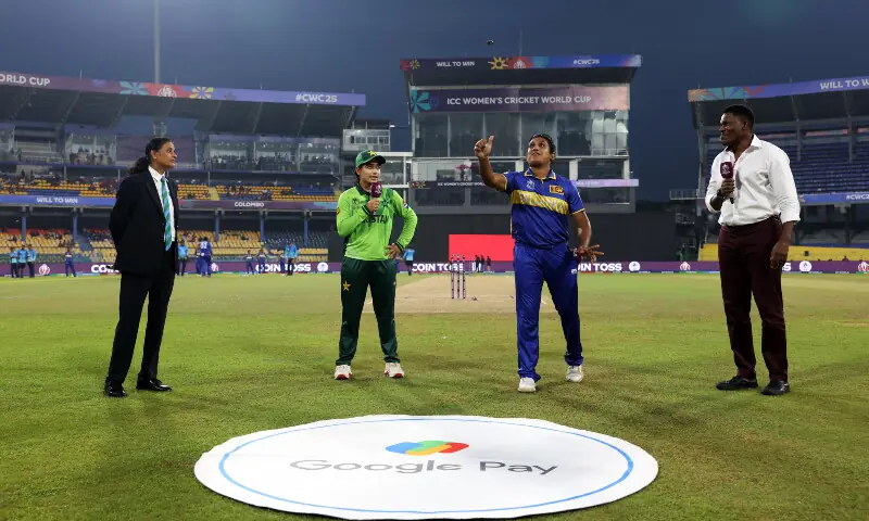 Pakistan&rsquo;s Fatima Sana and Sri Lanka&rsquo;s Chamari Attapattu at the toss in Colombo on October 24. &mdash; PCB