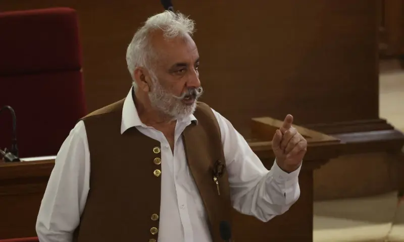 Balochistan Minister for Public Health Engineering and PML-N leader Abdul Rehman Khetran speaks in Balochistan Assembly on Oct 24, 2025. &mdash; Facebook/Balochistan Provincial Assembly