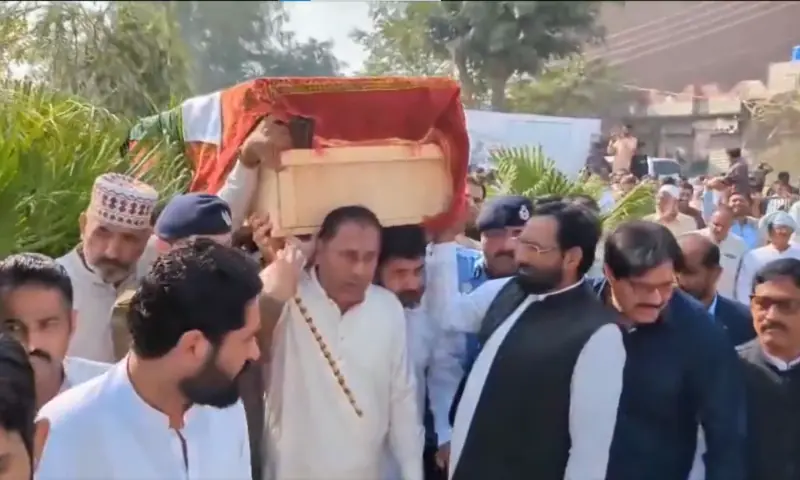 Funeral prayers of Islamabad SP Adeel Akbar are held in his native town in Gujranwala on Oct 24, 2025. — screengrab via X/ICT_Police Funeral prayers of Islamabad SP Adeel Akbar are held in his native town in Gujranwala on Oct 24, 2025. — screengrab via X/ICT_Police
