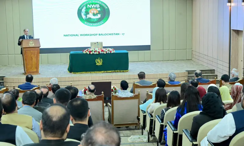 Prime Minister Shehbaz Sharif addresses the Balochistan Workshop in Islamabad on Oct 25, 2025. &mdash; X/@GovtofPakistan