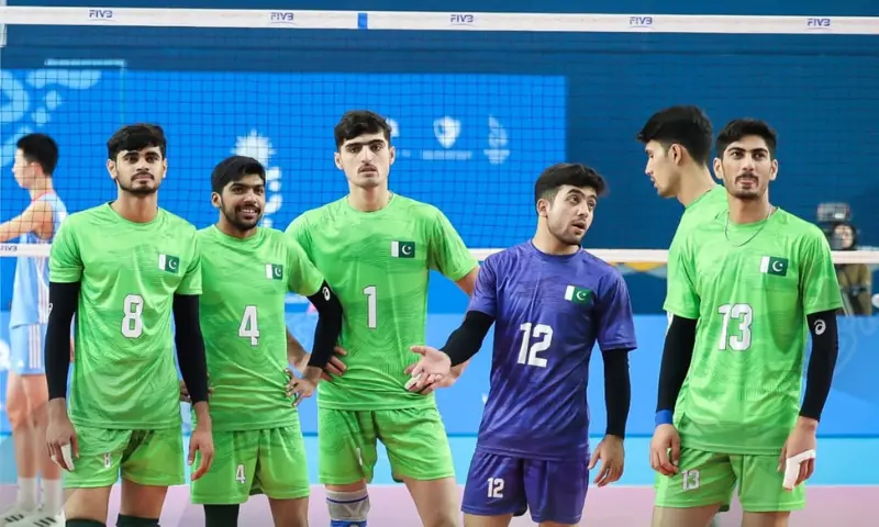 Pakistan defeat China 3-0 in the boys volleyball quarterfinal at the Asian Youth Games on Oct 26. &mdash; Photo via Instagram/bayg.bh