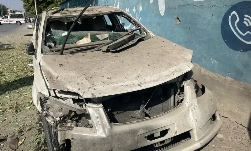 A vehicle damaged in a bomb blast in Balochistan’s Turbat on October 27. — Provided by author A vehicle damaged in a bomb blast in Balochistan’s Turbat on October 27. — Provided by author