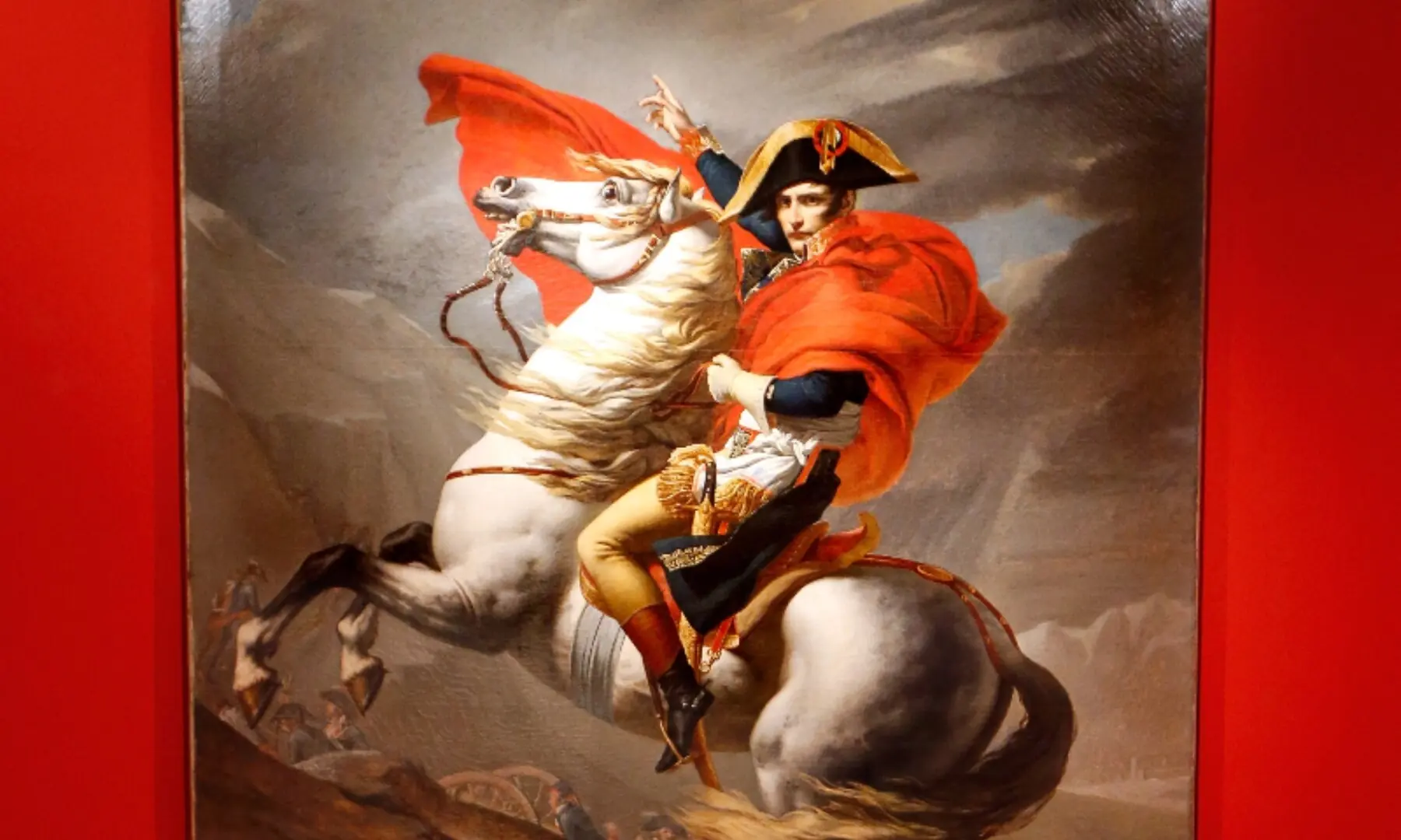 People sit in front of the 1802 painting &ldquo;Le Premier Consul franchissant le Grand-Saint-Bernard&rdquo; by French artist Jacques-Louis David (1748-1825) as they visit the exhibition &ldquo;Napoleon and Europe&rdquo; at the Musee de l&rsquo;Armee (Army Museum) at the Invalides in Paris, France, March 26, 2013. &mdash; Reuters/File