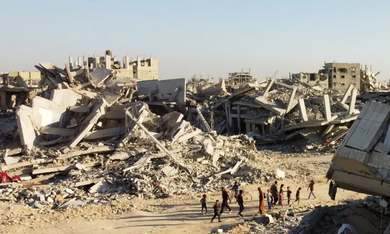 A drone view shows the destruction in a residential neighborhood, after the withdrawal of the Israeli forces from the area, amid a ceasefire between Israel and Hamas in Gaza, in Gaza City on October 25, 2025. — Reuters A drone view shows the destruction in a residential neighborhood, after the withdrawal of the Israeli forces from the area, amid a ceasefire between Israel and Hamas in Gaza, in Gaza City on October 25, 2025. — Reuters