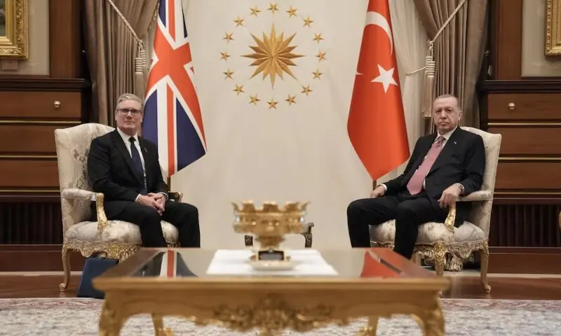British Prime Minister Keir Starmer meets with Turkish President Tayyip Erdogan at the Presidential Palace in Ankara, during a visit to Turkey, October 27. — Reuters British Prime Minister Keir Starmer meets with Turkish President Tayyip Erdogan at the Presidential Palace in Ankara, during a visit to Turkey, October 27. — Reuters