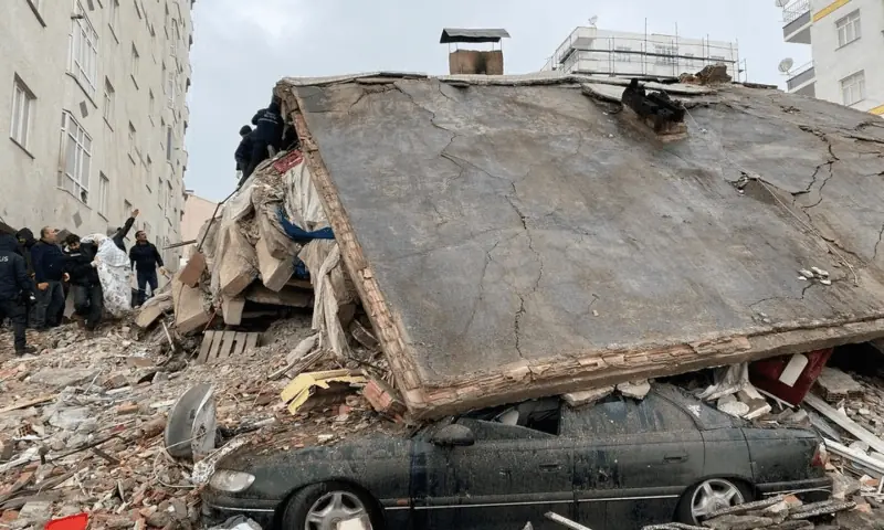 This file photo shows people searching through the rubble following an earthquake in Diyarbakir, Turkiye on Feb 6, 2023. &mdash; Reuters