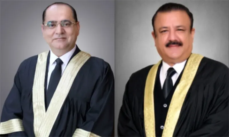 Image collage of Justice Khadim Hussain Soomro (left) and Justice Tariq Mehmood Jahangiri (right). — Islamabad High Court website Image collage of Justice Khadim Hussain Soomro (left) and Justice Tariq Mehmood Jahangiri (right). — Islamabad High Court website