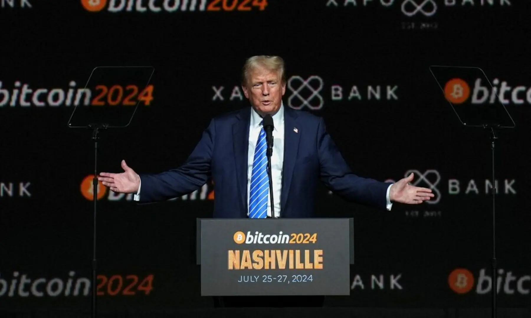  While campaigning for his second presidential term, Donald Trump spoke at the Bitcoin 2024 event in Nashville, Tennessee, in July last year. &mdash; Reuters 