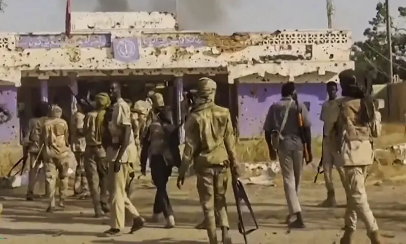 RSF fighters holding weapons and celebrating in the streets of El-Fasher in Sudan&rsquo;s Darfur, Oct 26. &mdash; AFP
