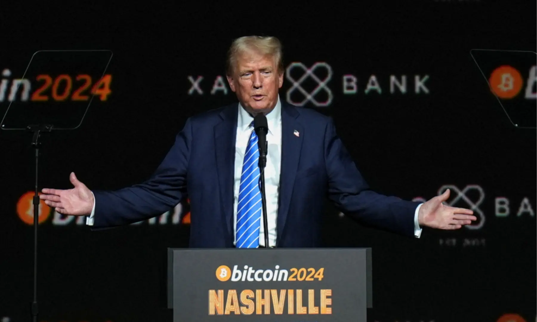 While campaigning for his second presidential term, Donald Trump spoke at the Bitcoin 2024 event in Nashville, Tennessee, in July last year. &mdash; Reuters