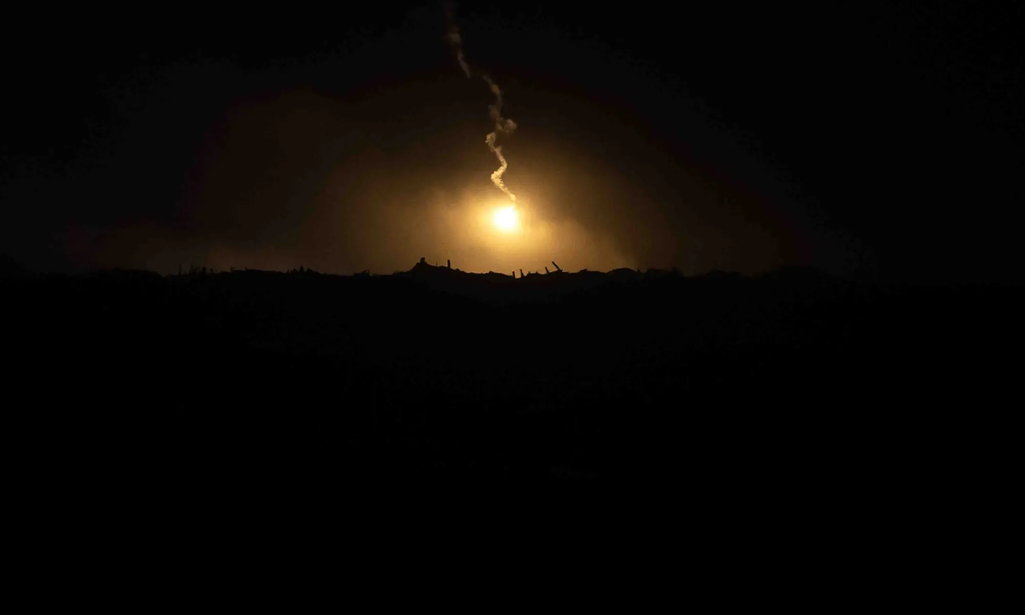 Smoke raises after an Israeli army strike in Northern Gaza Strip, as seen from southern Israel, October 29,2025. &mdash; AFP