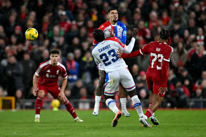 Players in action during the League Cup match between Liverpool and Crystal Palace at Anfield on October 29, 2025.&ndash;AFP