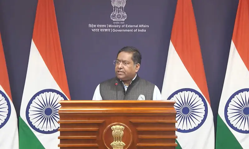 Indian foreign ministry spokesperson Randhir Jaiswal delivers a press briefing on October 30. &mdash; Screengrab via YouTube