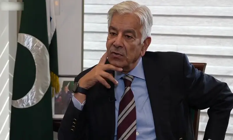 Defence Minister Khawaja Asif speaks during his interview with the BBC. &mdash; Screengrab courtesy BBC Urdu/File